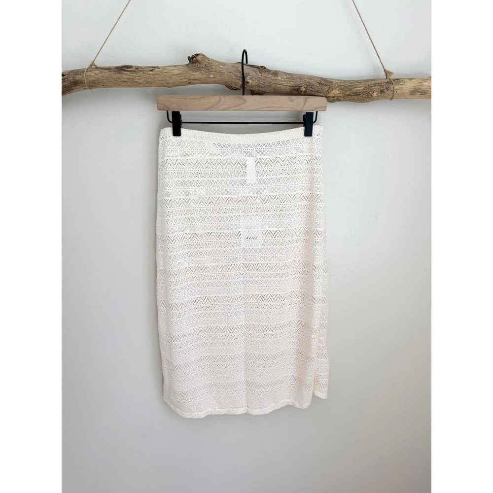 Andie The Crete Skirt Cream Crochet Knit Midi Slits‎ Size M
